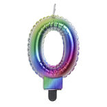 Bougie anniversaire chiffre 0 iridescent