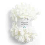 Pelote fil &agrave; tricoter 9m effet chenille polyester blanc &eacute;cru 100g