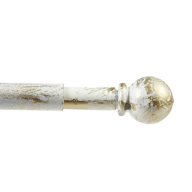 Tringle &agrave; vitrage Extensible 80-110 cm embout boule blanc vieilli