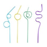 Lot de 4 pailles r&eacute;utilisables plastique L24cm