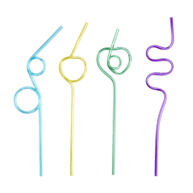 Lot de 4 pailles r&eacute;utilisables plastique L24cm
