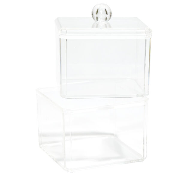 Bo&icirc;te de rangement salle de bain 2 compartiments 9,3x9,3xH15,5cm