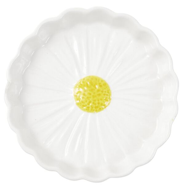 Porte-savon forme marguerite dolomite blanc et jaune &Oslash;11cm
