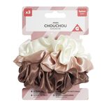Chouchou à cheveux x3 en tissu satiné L10,5cm