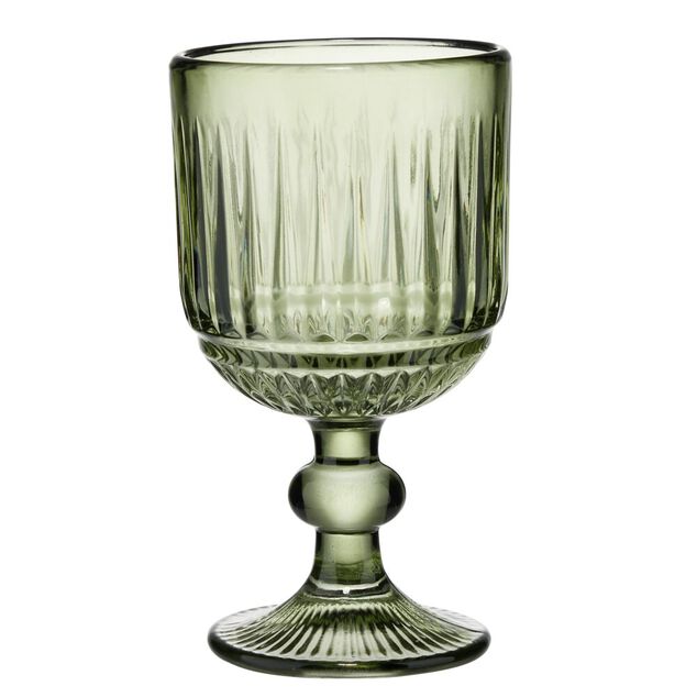 Verre &agrave; pied 23cl en verre transparent vert &Oslash;8xH14,5cm