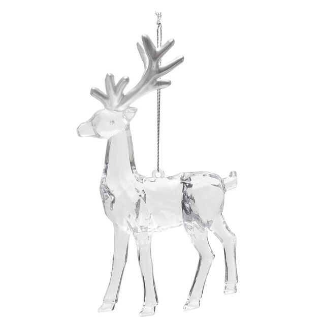 Cerf de No&euml;l acrylique iris&eacute; &agrave; suspendre H15cm