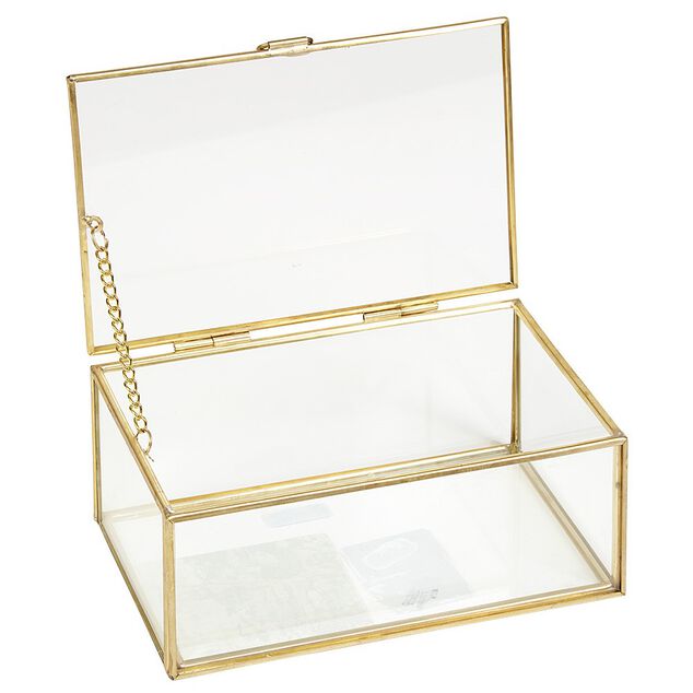 Bo&icirc;te de rangement en verre et laiton
