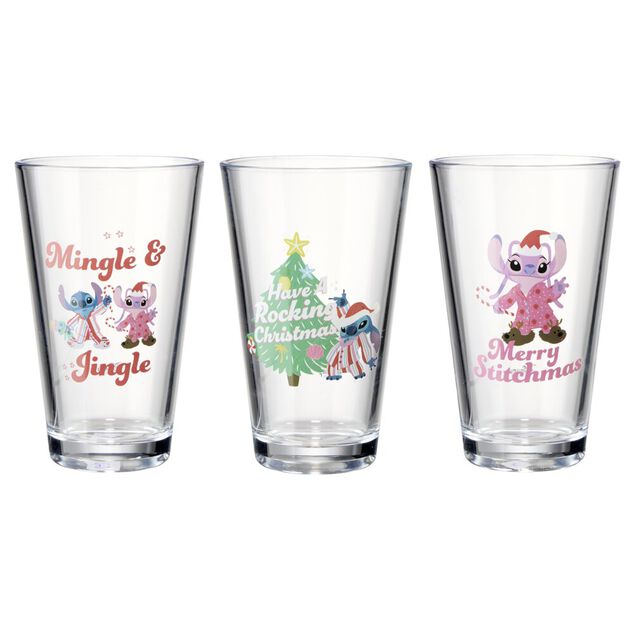 Verre x3 Disney Stitch No&euml;l en verre 30cl