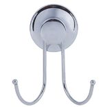 Crochet double &agrave; ventouse inox gris