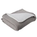 Plaid gaze de coton et sherpa 130x160cm gris