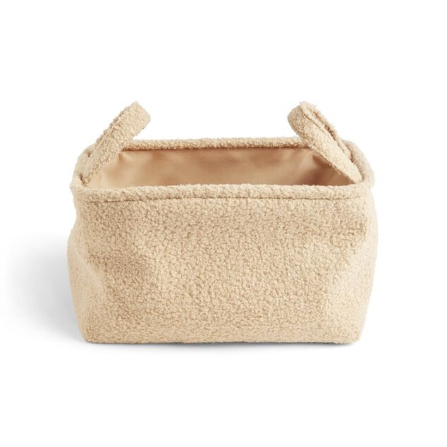 Pani&egrave;re laine boucl&eacute;e beige 32x22xH18cm