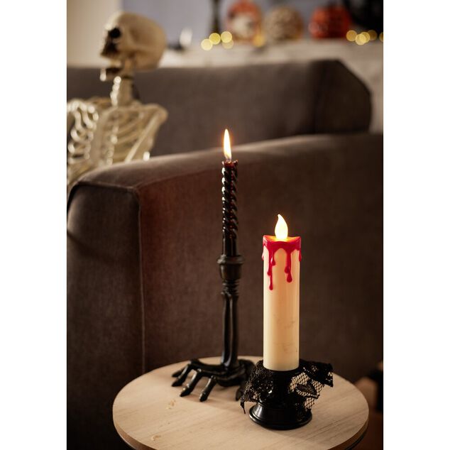 Bougie LED Halloween pilier ensanglant&eacute; &Oslash;7xH23cm