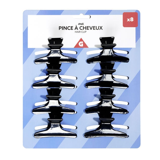Lot de 8 pinces &agrave; cheveux noir ou rose - 2 coloris