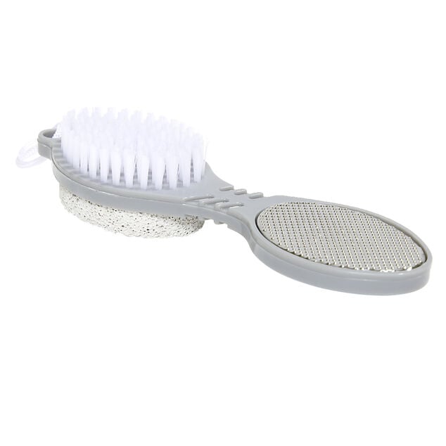 Brosse p&eacute;dicure 4en1 brosse/pierre ponce/lime douche/lime m&eacute;tallique