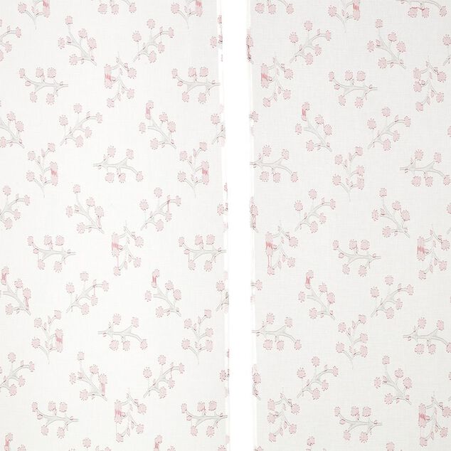 Vitrage blanc &agrave; fleurs 60X160cm x2