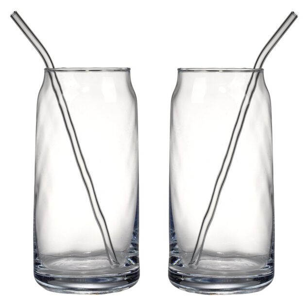 Gobelet et paille en verre transparent 45cl x2