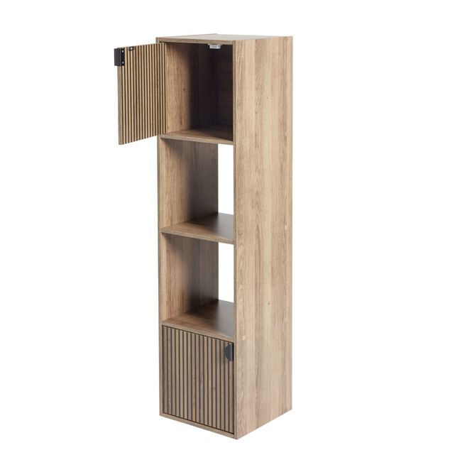 Colonne Adam 4 cases dont 2 portes bois marron 30x29,5xH120cm