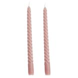 Bougie chandelier torsadée rose H25cm x2