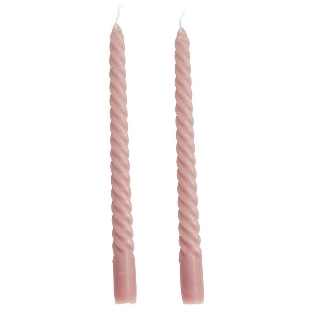 Bougie chandelier torsadée rose H25cm x2