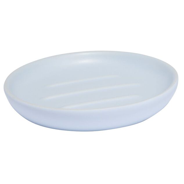 Porte-savon rond c&eacute;ramique bleu &Oslash;10xH2cm