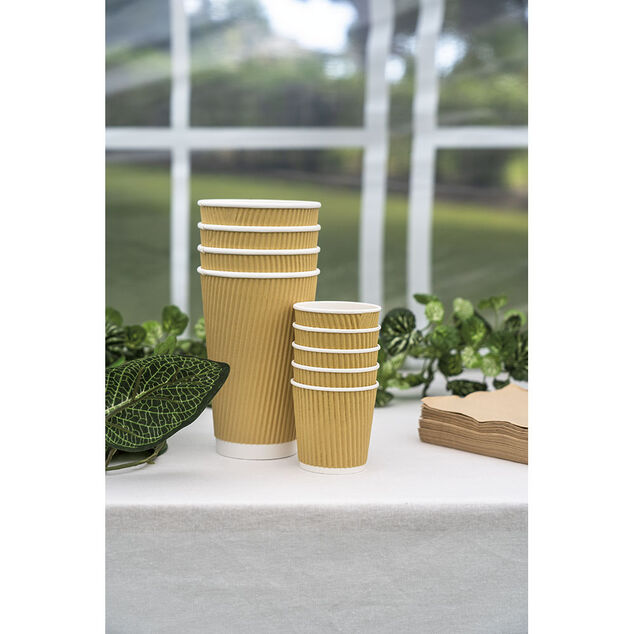 Gobelet cartonn&eacute; ext&eacute;rieur cannel&eacute; beige et blanc 10 cl x25