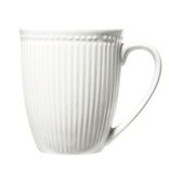 Mug en porcelaine Colombe blanc strié 330ml H10,5cm