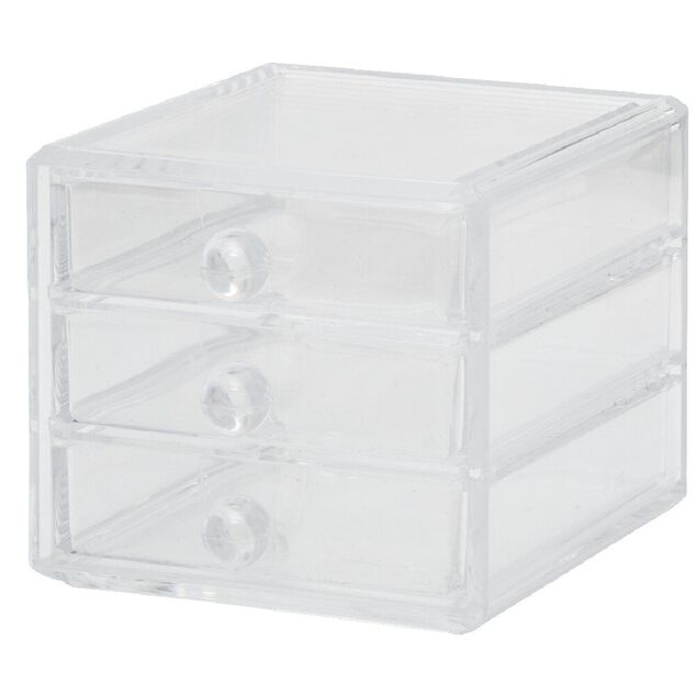 Organisateur &agrave; maquillage 3 tiroirs transparent