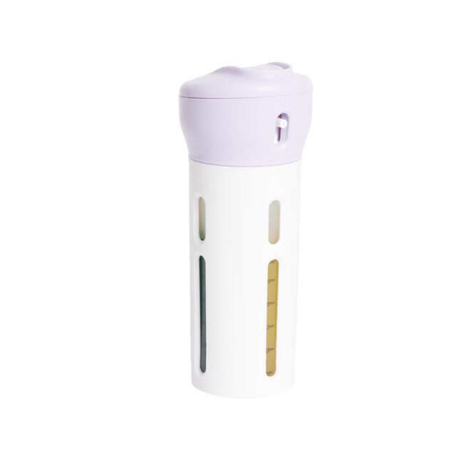 Flacon de voyage distributeur 4en1 bouchon pivotant