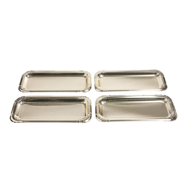 Plat &agrave; cake x4 en carton dor&eacute; 15,5x34cm