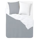 Parure de lit 2 personnes 200x200cm uni zipp&eacute;e peau de p&ecirc;che 3 pi&egrave;ces (2 mod&egrave;les)