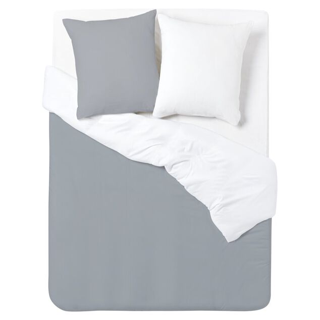 Parure de lit 2 personnes 200x200cm uni zipp&eacute;e peau de p&ecirc;che 3 pi&egrave;ces (2 mod&egrave;les)