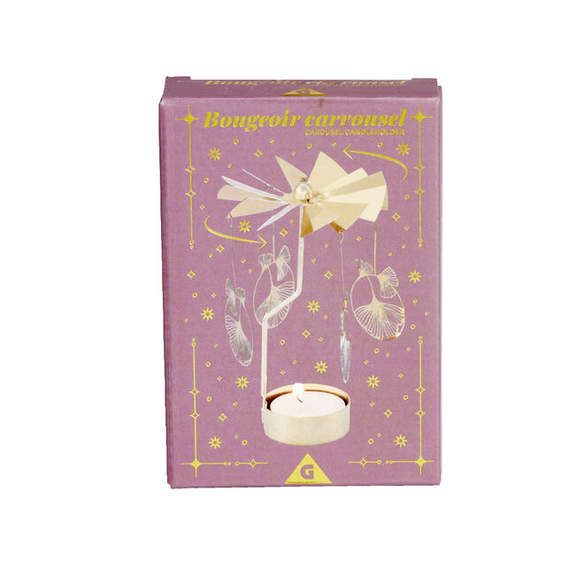 Bougeoir carrousel doré Ø8xH17cm