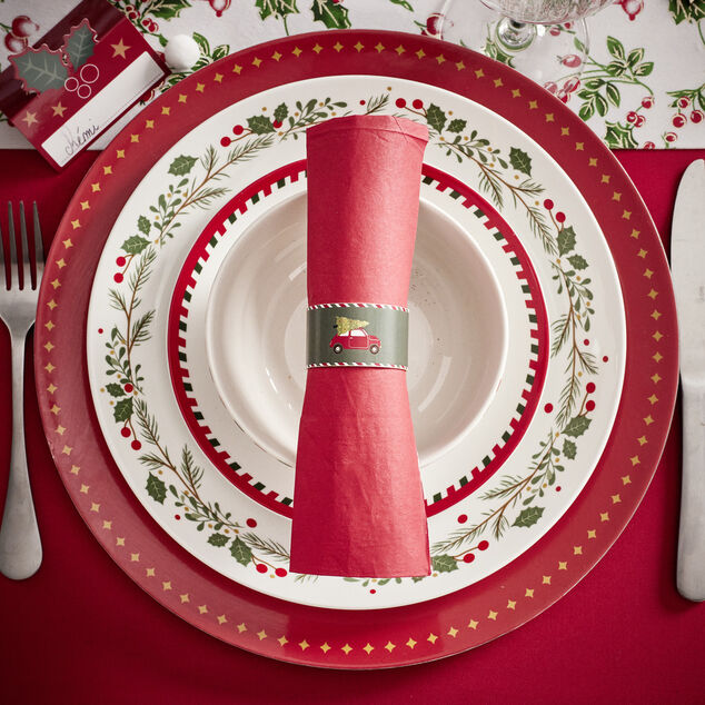 Rond de serviette en zinc motif Noël traditionnel Ø5cm 4 pièces