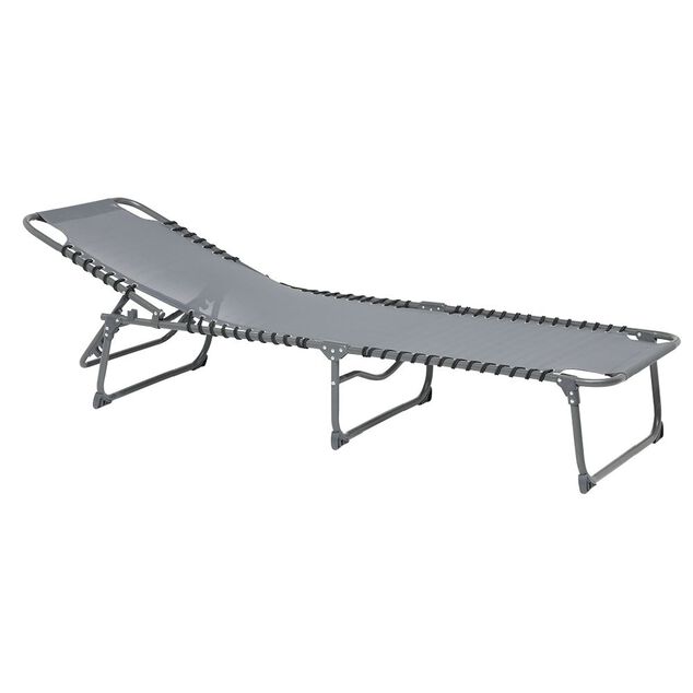 Lit de camp pliant gris 190x60xH30 cm