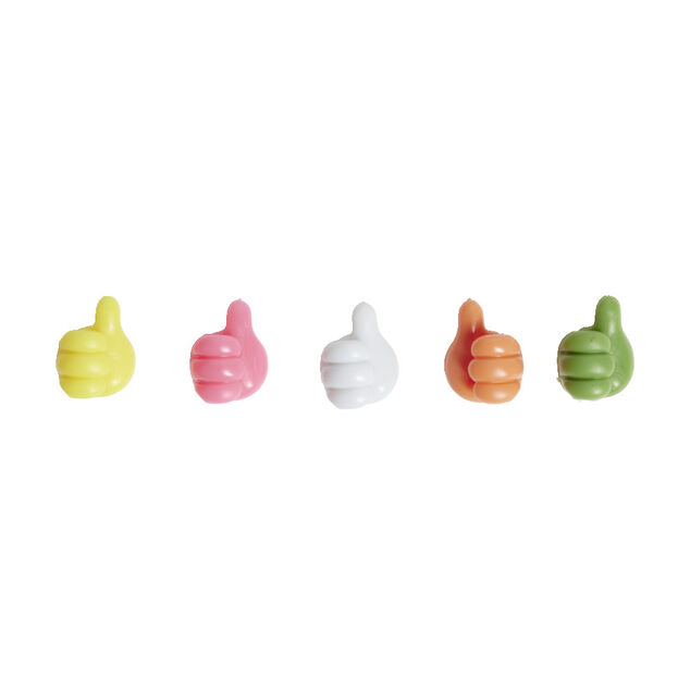 Lot de 10 crochets adh&eacute;sifs forme main multicolore