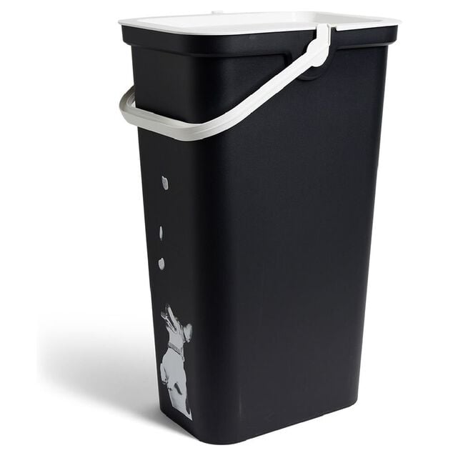 Conteneur &agrave; croquettes 25L plastique noir et motif