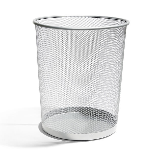 Corbeille &agrave; papier m&eacute;tal mesh gris &Oslash;29,5xH25,5cm