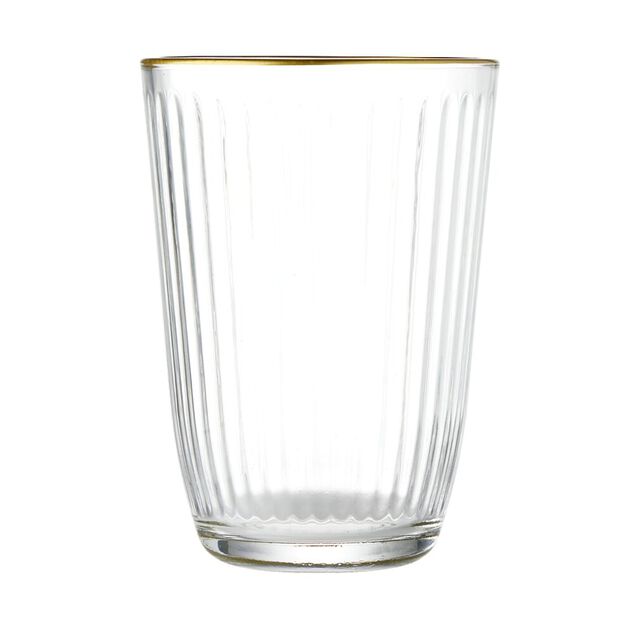 Verre haut strié bord doré 39,5cl Ø8,5cm H12cm