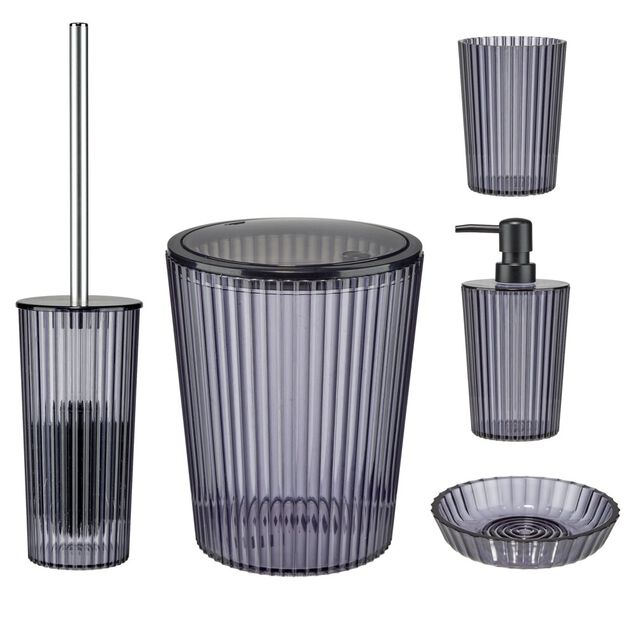 Accessoires salle de bain x5 plastique noir transparent