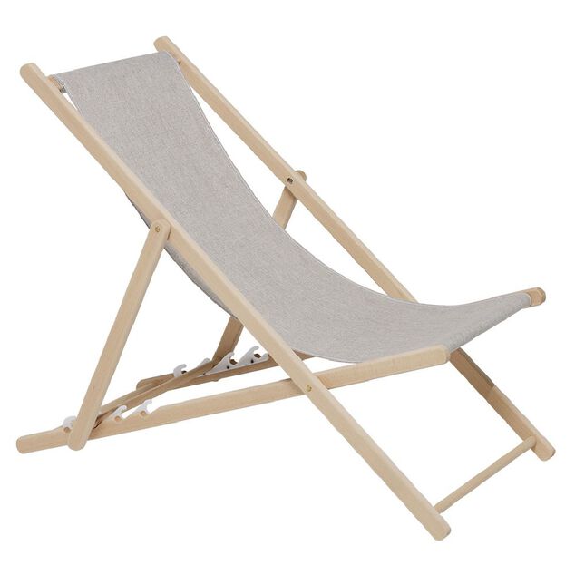 Chilienne Wood h&ecirc;tre et tissu coton beige uni 96x56xH96cm