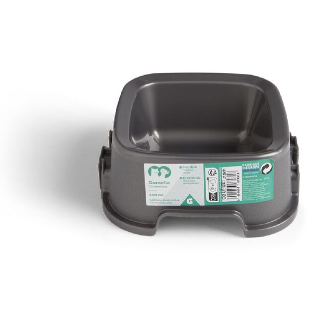 Gamelle carr&eacute;e grise 500ml - plastique 16,6x16,6xH6,5cm