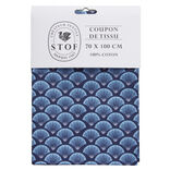 Coupon tissu imprimé Fortuna 70x100cm coton bleu marine et bleu