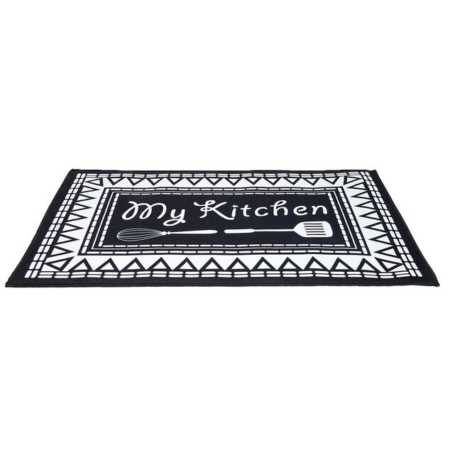Tapis de cuisine My Kitchen noir et blanc 50x70cm