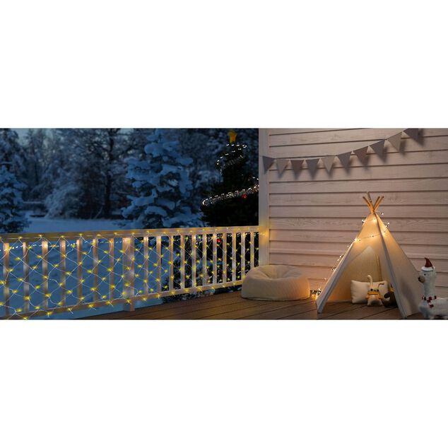 Filet lumineux 100LED blanc chaud 120x120cm