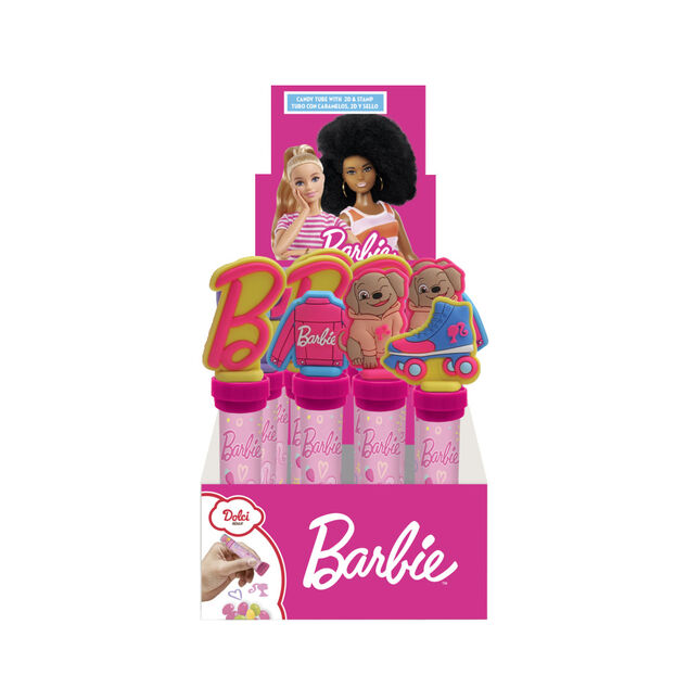 Tube de 20 bonbons Barbie avec capuchon tampon