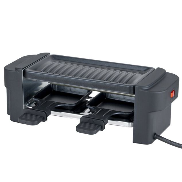 Appareil &agrave; raclette grill 2 personnes 2 spatules en bois L29X10XH11 cm noir