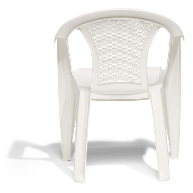 Fauteuil de jardin monobloc Viva plastique dossier tress&eacute; blanc 53xP56xH80cm