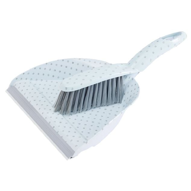 Ensemble pelle balayette motif g&eacute;om&eacute;trique gris