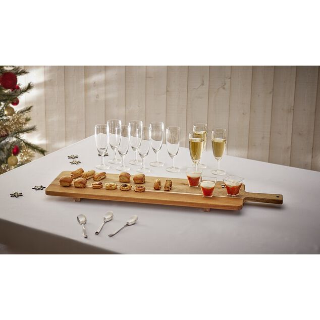 Planche de service XL en bois d'acacia avec pied 20x75cm