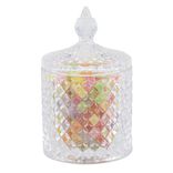Bonbonnière en verre avec couvercle design forme diamant Ø7xH11cm